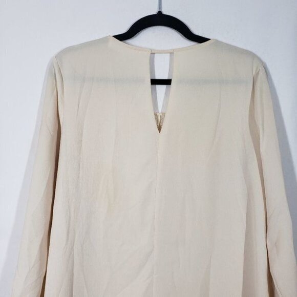 Astr The Label Crochet Lace Front Long Sleeve Shift Dress Cream Key Hole Back Md - Picture 9 of 13